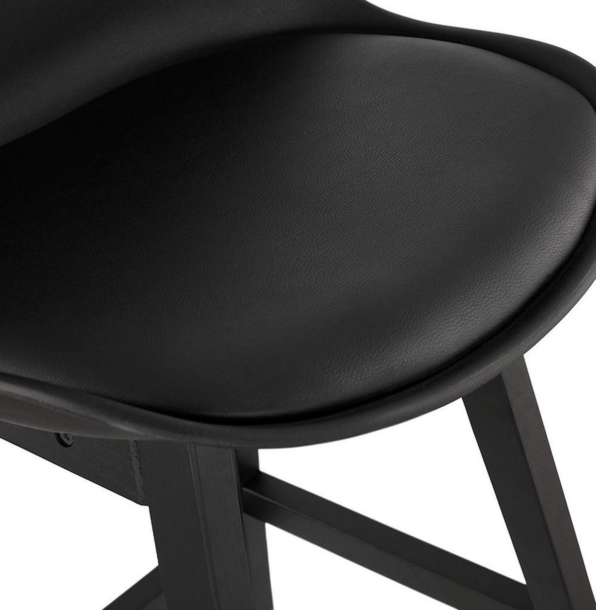 BARHOCKER Kunstleder Eichenholzbeine Sitzhöhe 75cm Skandi-Stil MIRANOX, Schwarz 56x48x112 cm - Schwarz, Eichenholz/Kunststoff (48/112/56cm) - KADIMA DESIGN