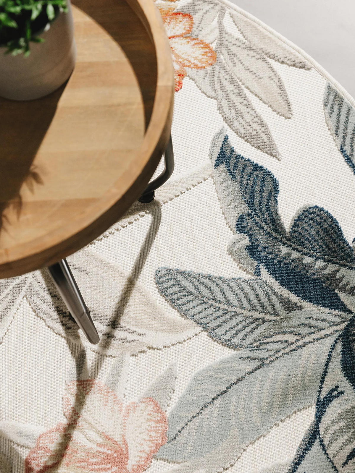 OUTDOORTEPPICH Flora Multicolor ø 320 cm rund - Creme, Kunststoff (320/320cm) - benuta