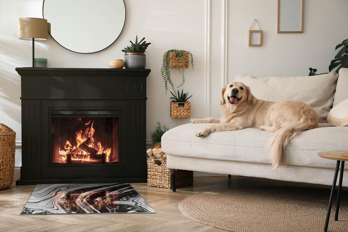 GLASPLATTE für Kamin 80x60 cm Schwarz Weiß - Multicolor, Glas (80/60/0.4cm) - ArtPrintCave