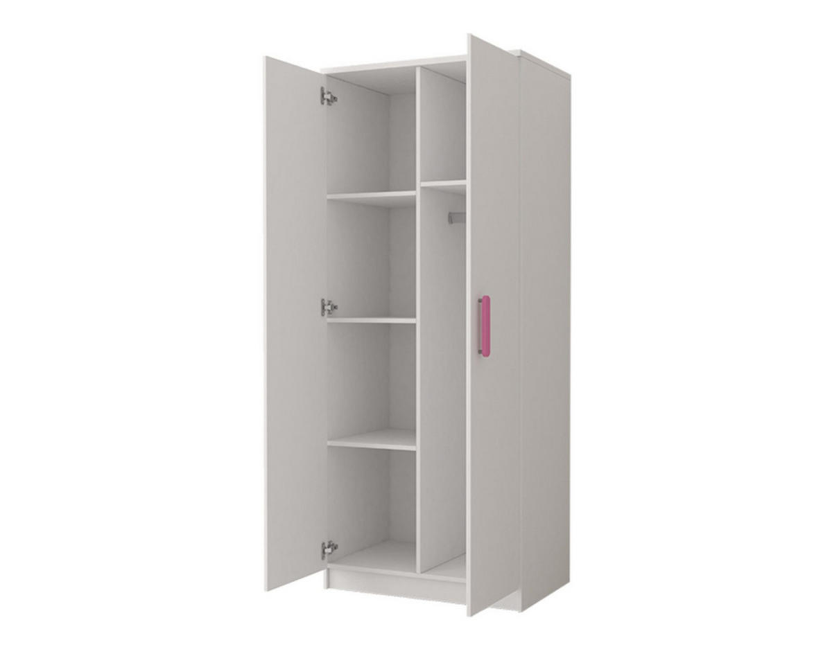 KINDERKLEIDERSCHRANK INGE 06 80/193/50 cm Weiß/Rosa - Weiß/Rosa, Holzwerkstoff (80/192/50cm) - Deine Möbel 24