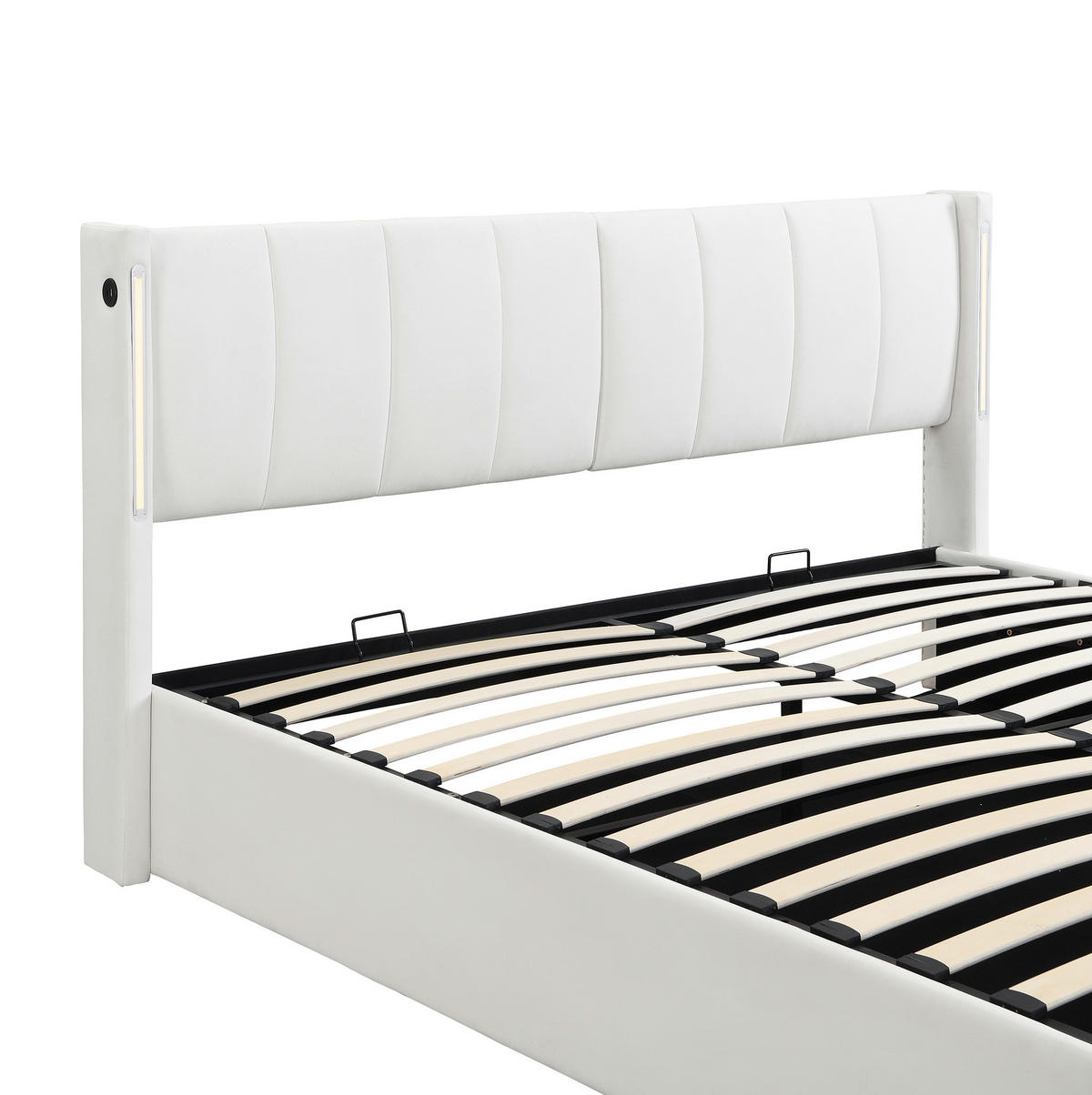 POLSTERBETT 140/200 cm weiß aus PU mit LED-Beleuchtung - Weiß, Kunststoff (140/200cm) - OKMYHOME