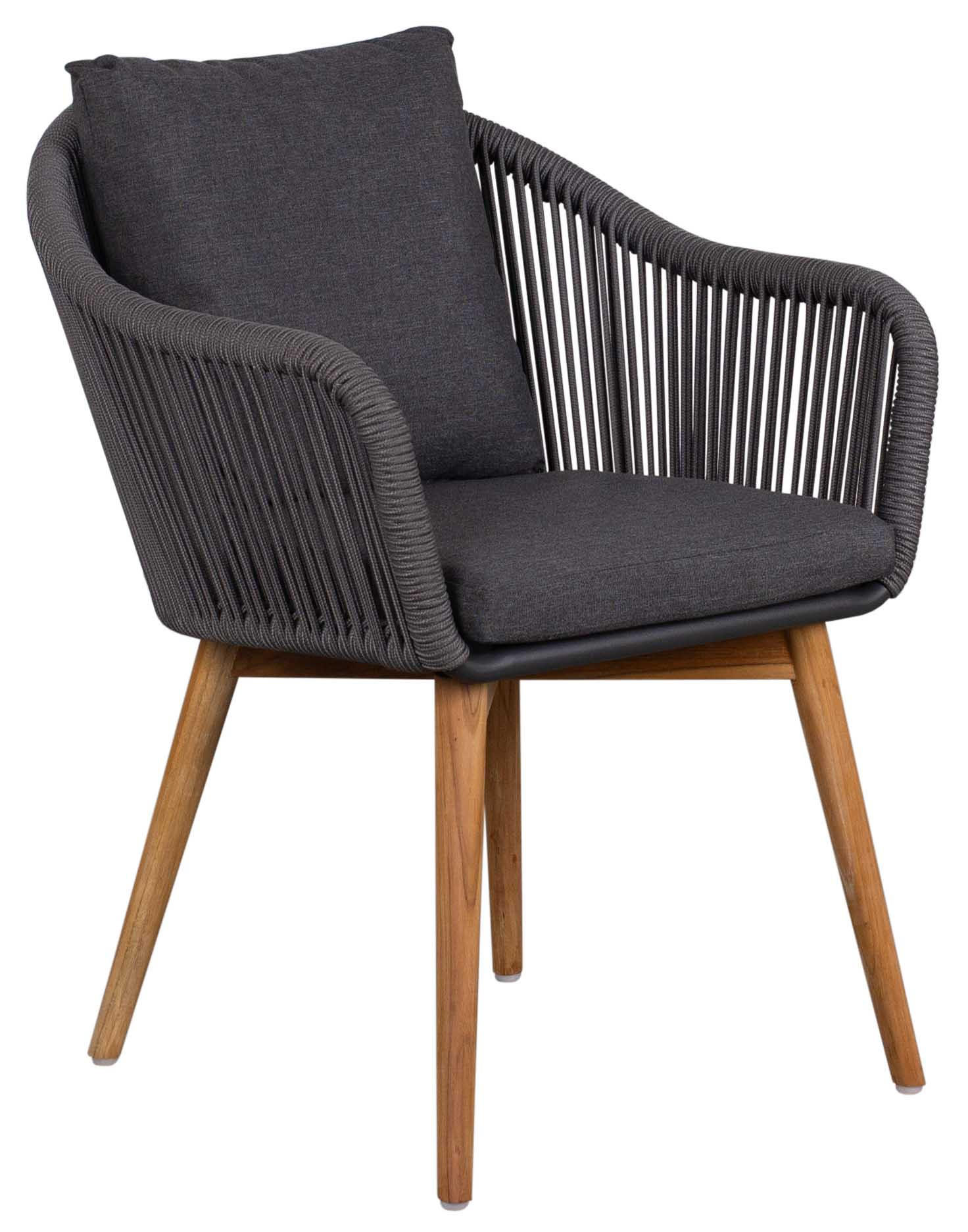 DININGSESSEL Solana Rope dark grey inkl.Kissen uni grey - Grau, Metall (63/79/59cm) - Mr. Deko