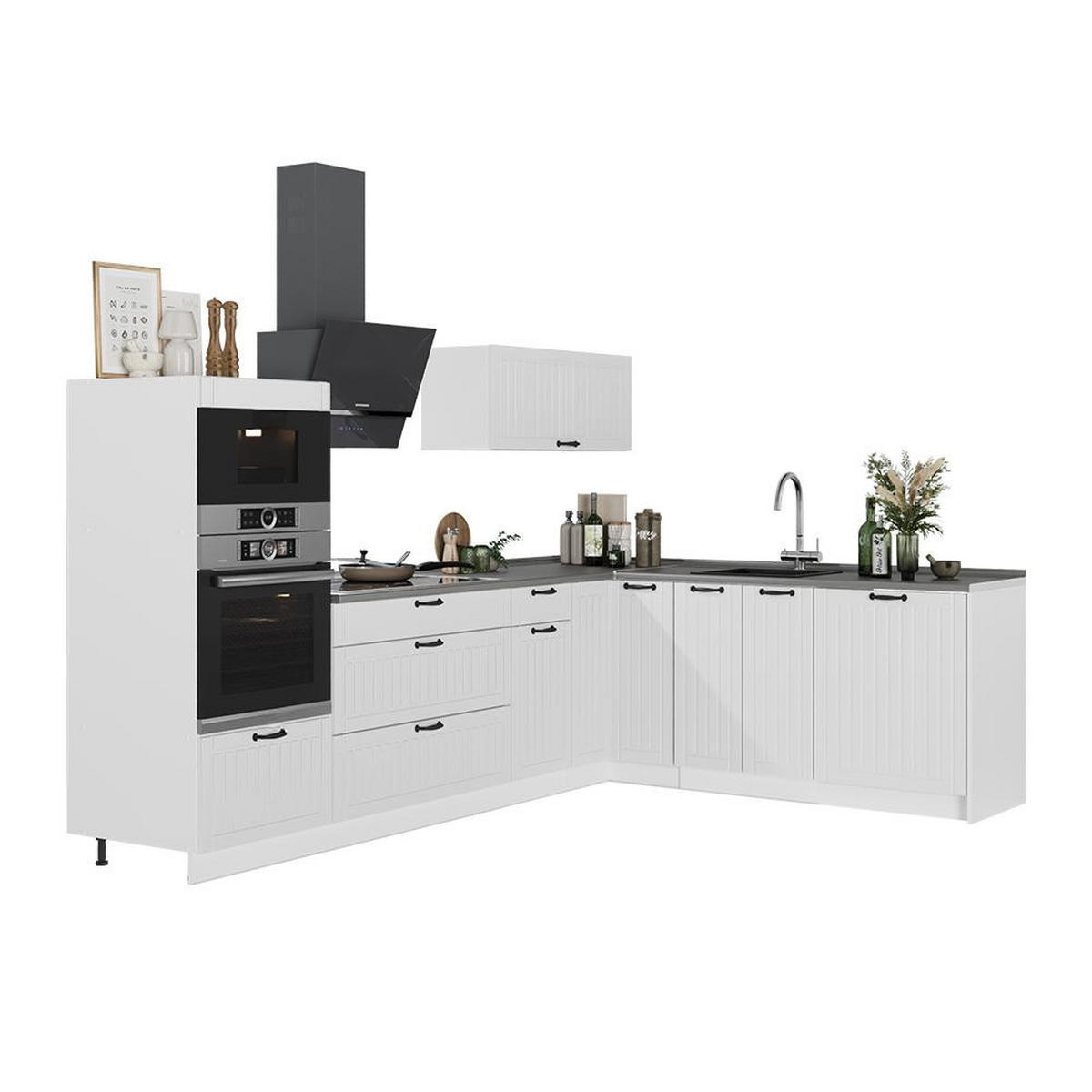 BUCĂTĂRIE PE COLȚ Fame-Line, Casă de țară albă/Alb, 287 x 207 cm fara blat - alb, compozit lemnos (287/153.6/51.6cm) - Vicco