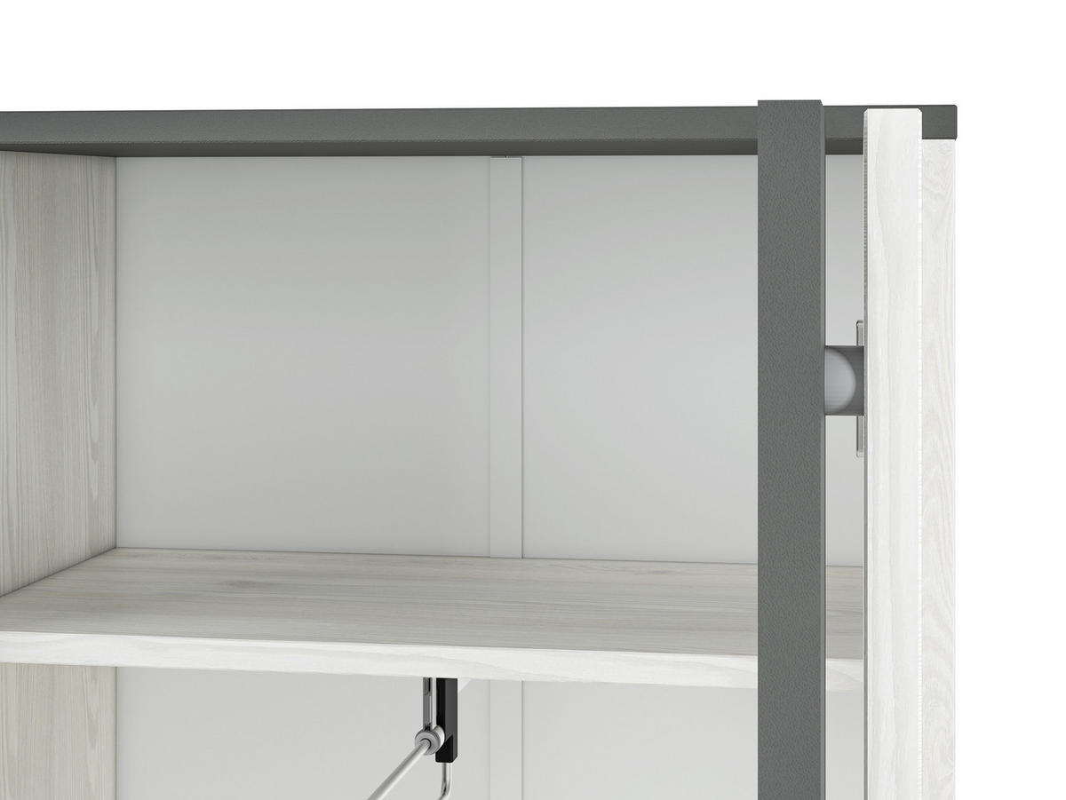 GARDEROBENSCHRANK Hyga Pinie weiß / anthrazit 54 / 34 / 198cm - Weiß/Grau, Holz/Holzwerkstoff (54/198/34cm) - Feldmann-Wohnen