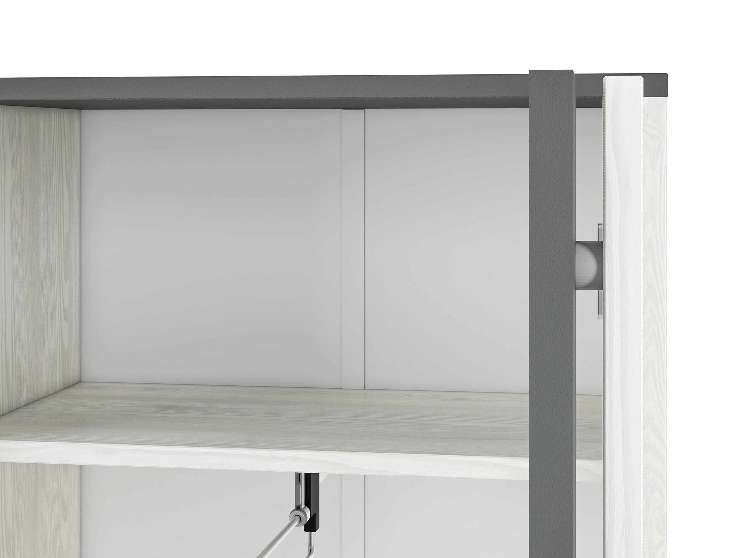 Thumbnail - Feldmann-Wohnen Garderobenschrank, Weiß, Grau, Holz, 2 Fächer, Rechteckig, 54x198x34 cm, Garderobe, Garderobenschränke