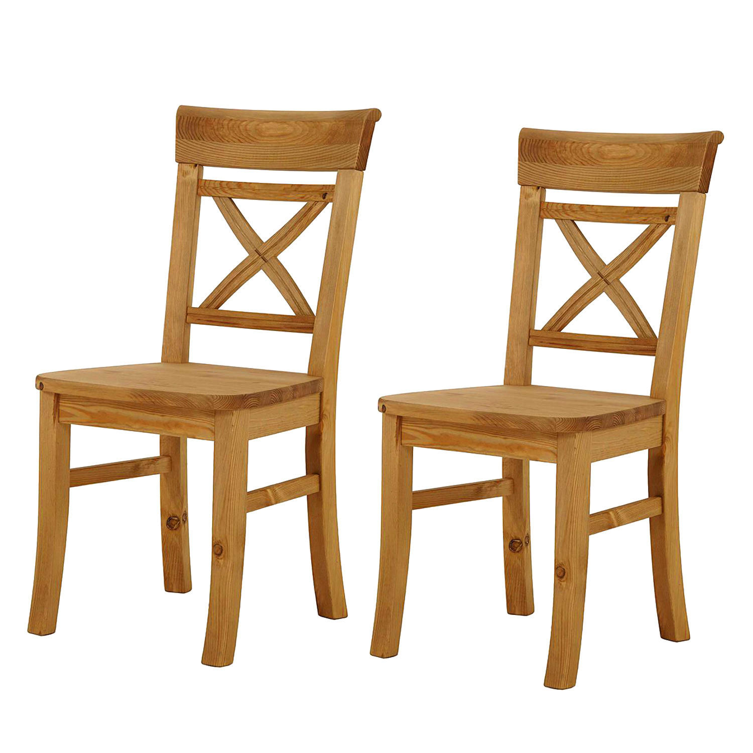 ESSZIMMERSTUHL - 2er-Set - Kiefer massiv - Kieferfarben, Holz (45/94/43cm) - home24