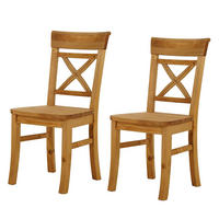ESSZIMMERSTUHL - 2er-Set - Kiefer massiv - Kieferfarben, Holz (45/94/43cm) - home24