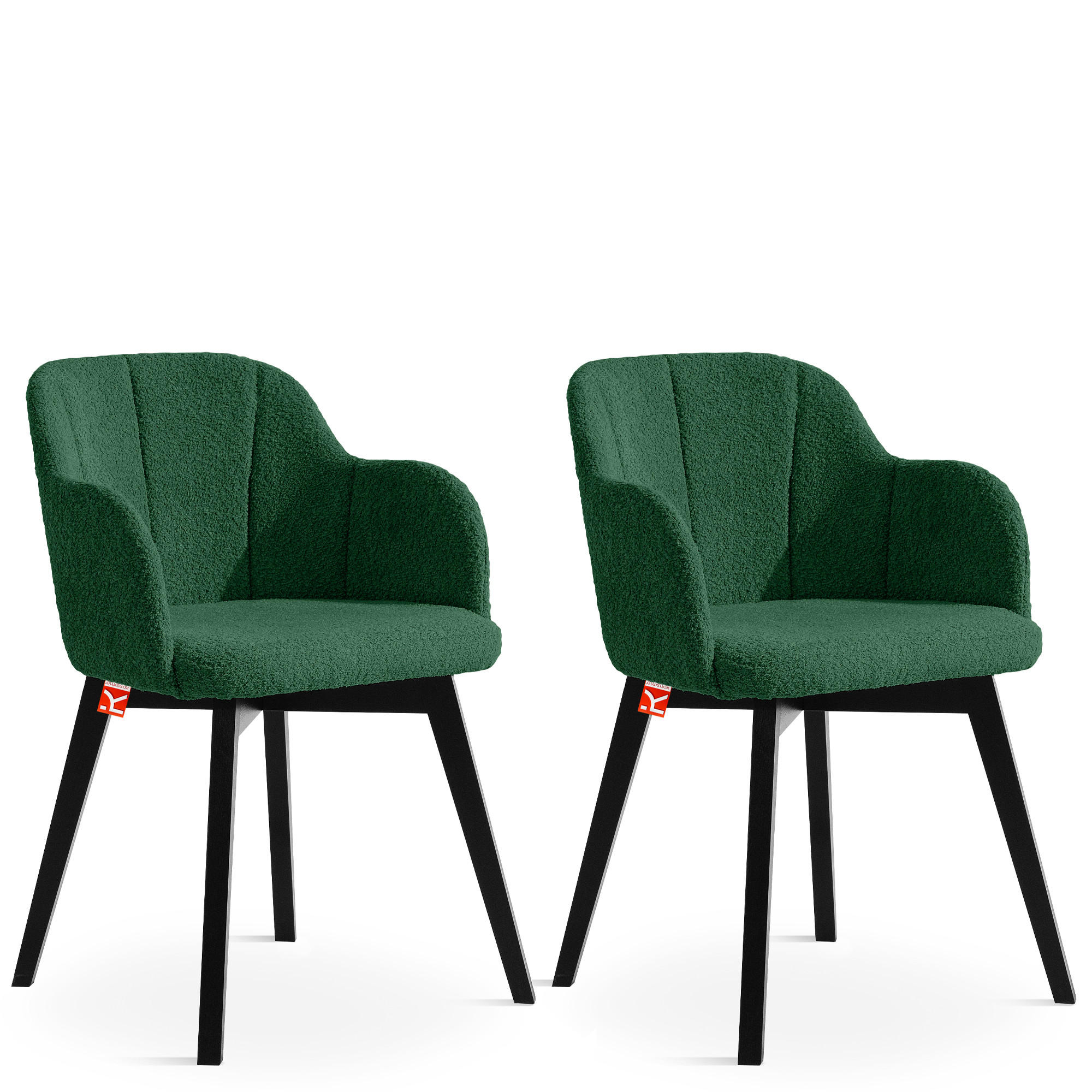 POLSTERSTUHL LONIS Esszimmerstühle 2er Set - Dunkelgrün/Schwarz, Holz/Textil (55/82/54cm) - KONSIMO®