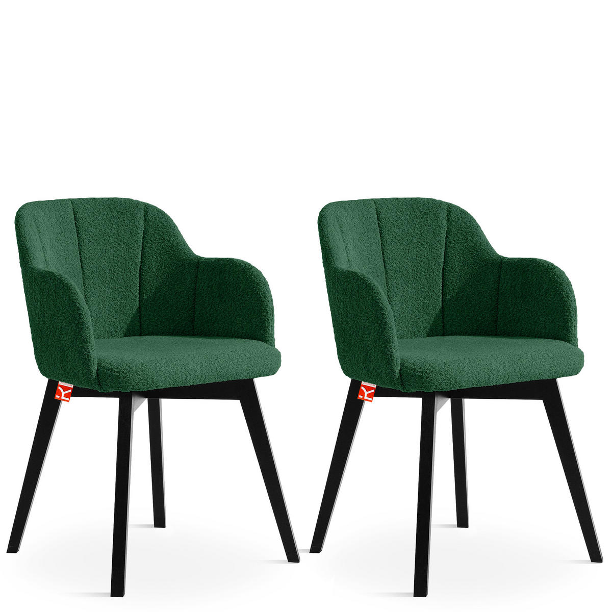 POLSTERSTUHL LONIS Esszimmerstühle 2er Set - Dunkelgrün/Schwarz, Holz/Textil (55/82/54cm) - KONSIMO®