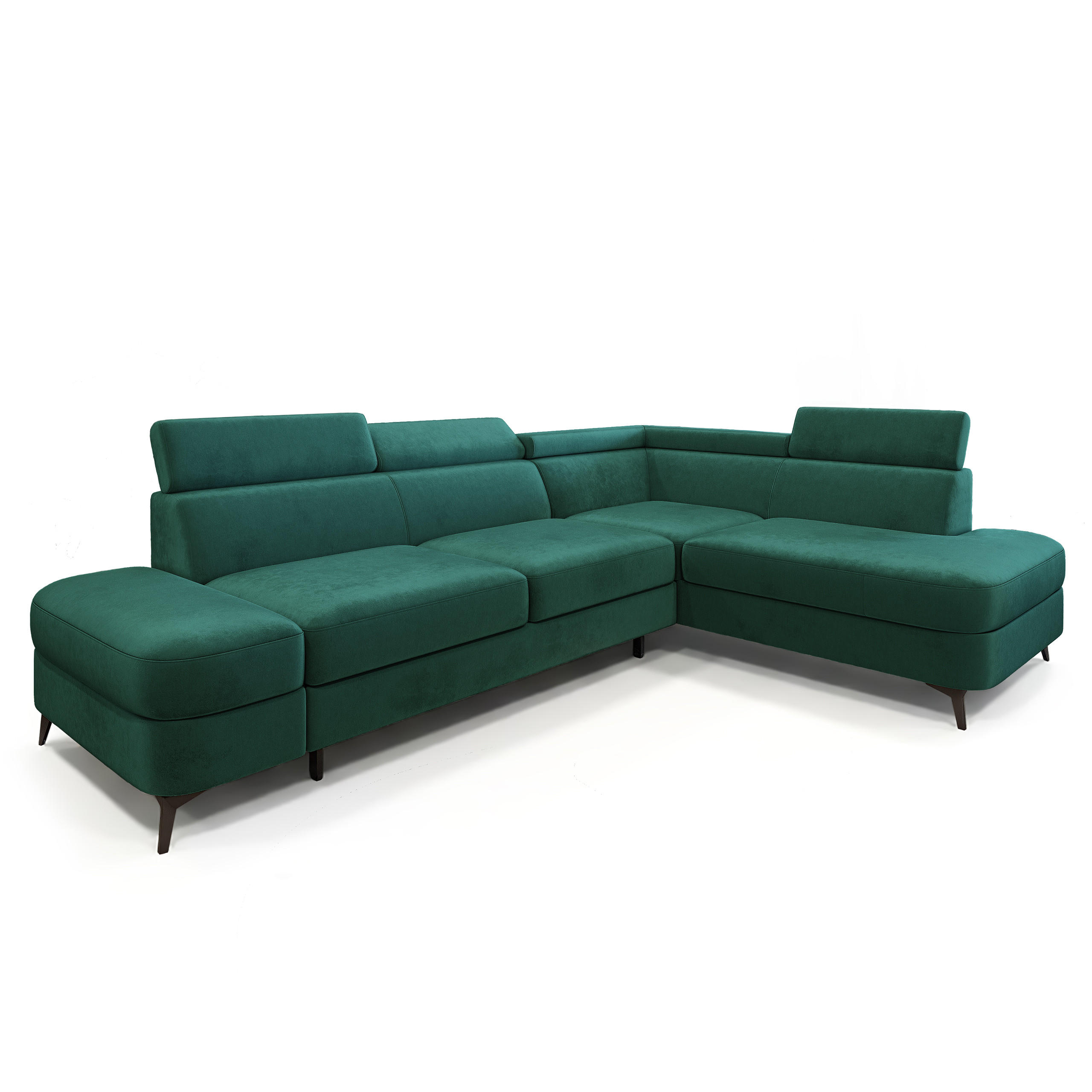 ECKSOFA AVISE M R-S Grün Velours-Stoff mit Schlaffunktion - Grün, Holzwerkstoff/Textil (268/195cm) - MASSENO