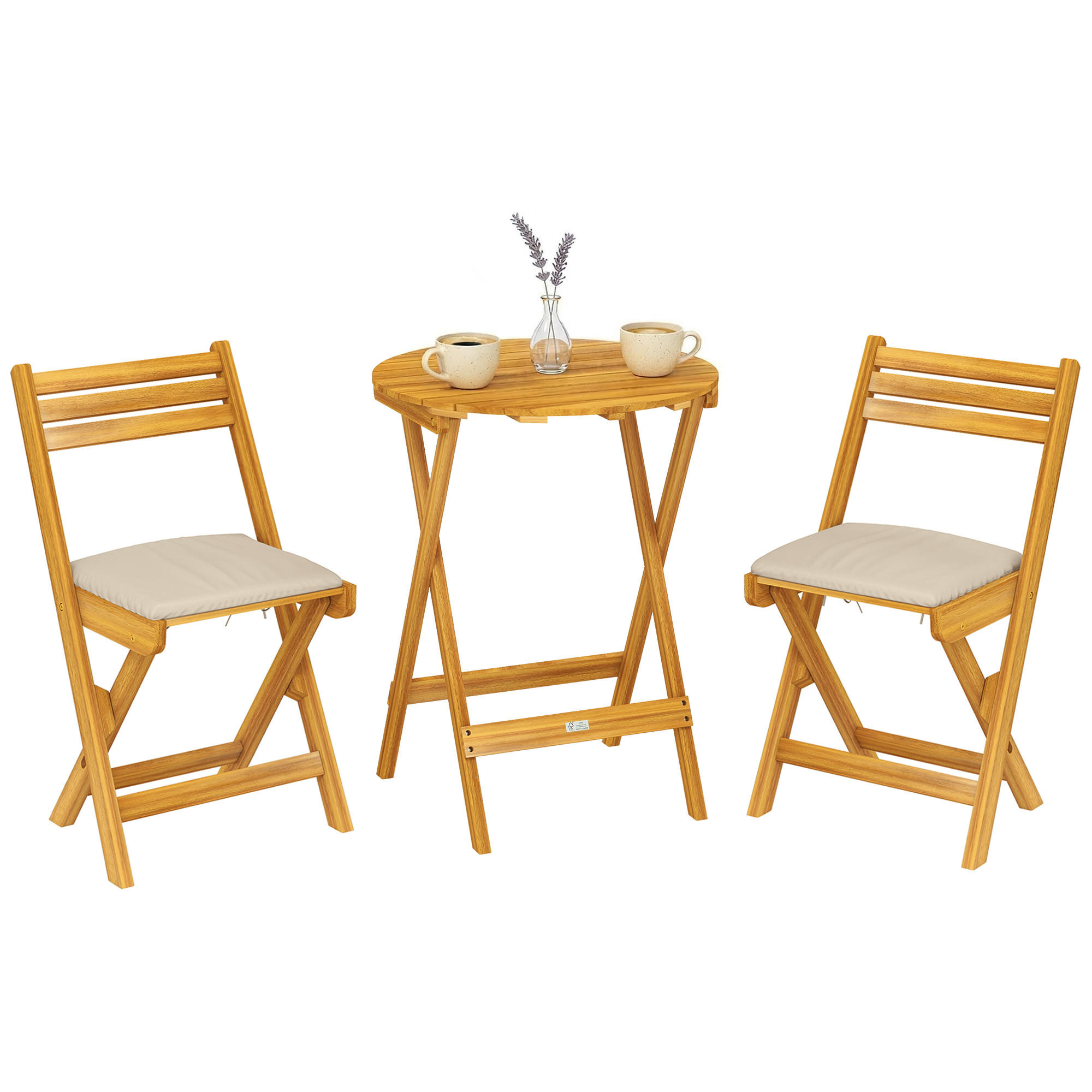 GARTEN-BEISTELLTISCHSET Naturholz 3 Stück - Beige, Kunststoff (60/60/75cm) - GiPP