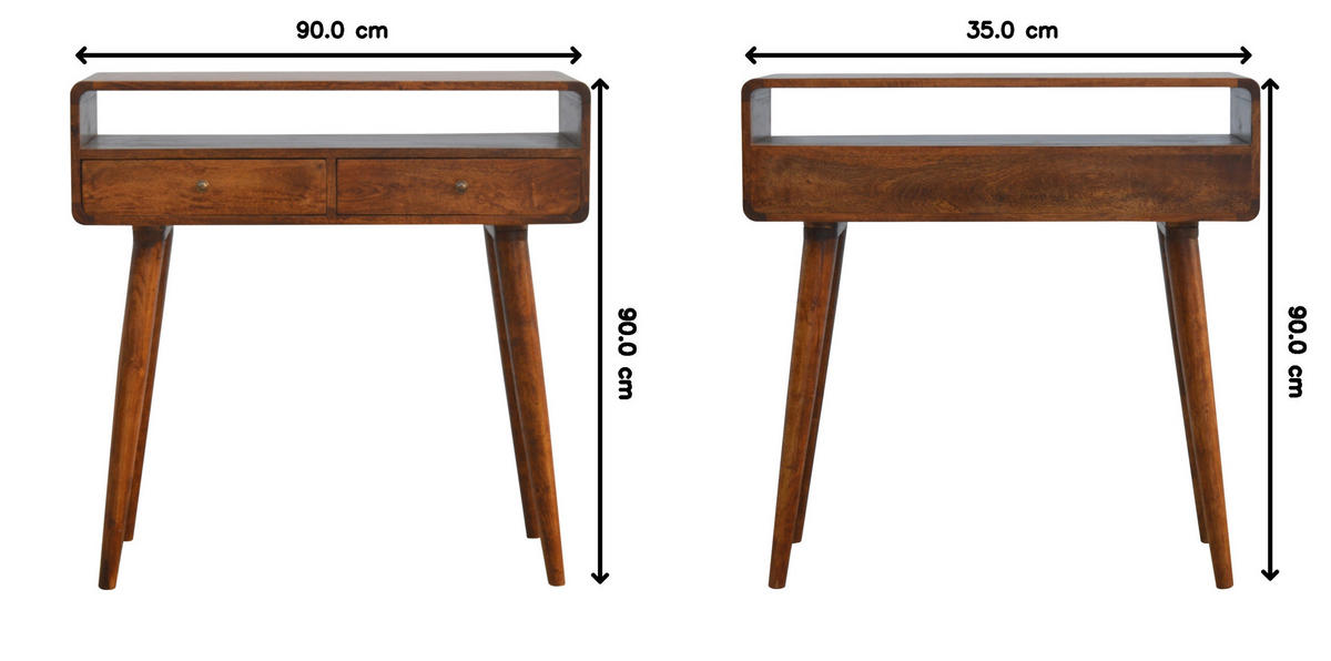 KONSOLENTISCH im Kastanienholz-Finish - Messingfarben/Braun, Holz/Metall (35/90/90cm) - Artisan Furniture