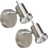 LED WANDLEUCHTE HOORN Nickel matt Silber 2er Set - Silberfarben, Metall (12/10/12cm)