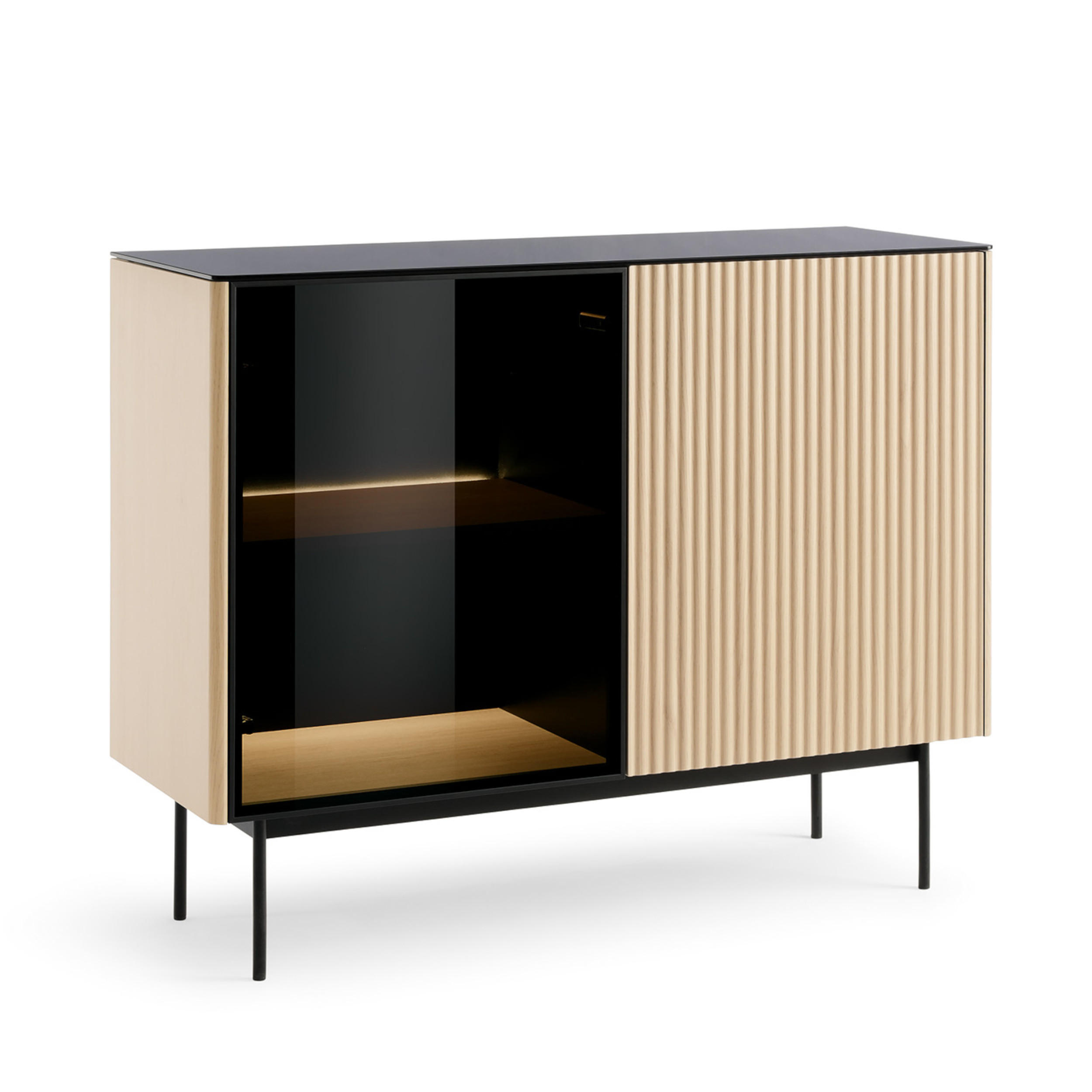 SIDEBOARD OLDEN KOM1 Glasplatte Eiche - Eichefarben, Glas/Holzwerkstoff (107/84/39cm) - Komodee