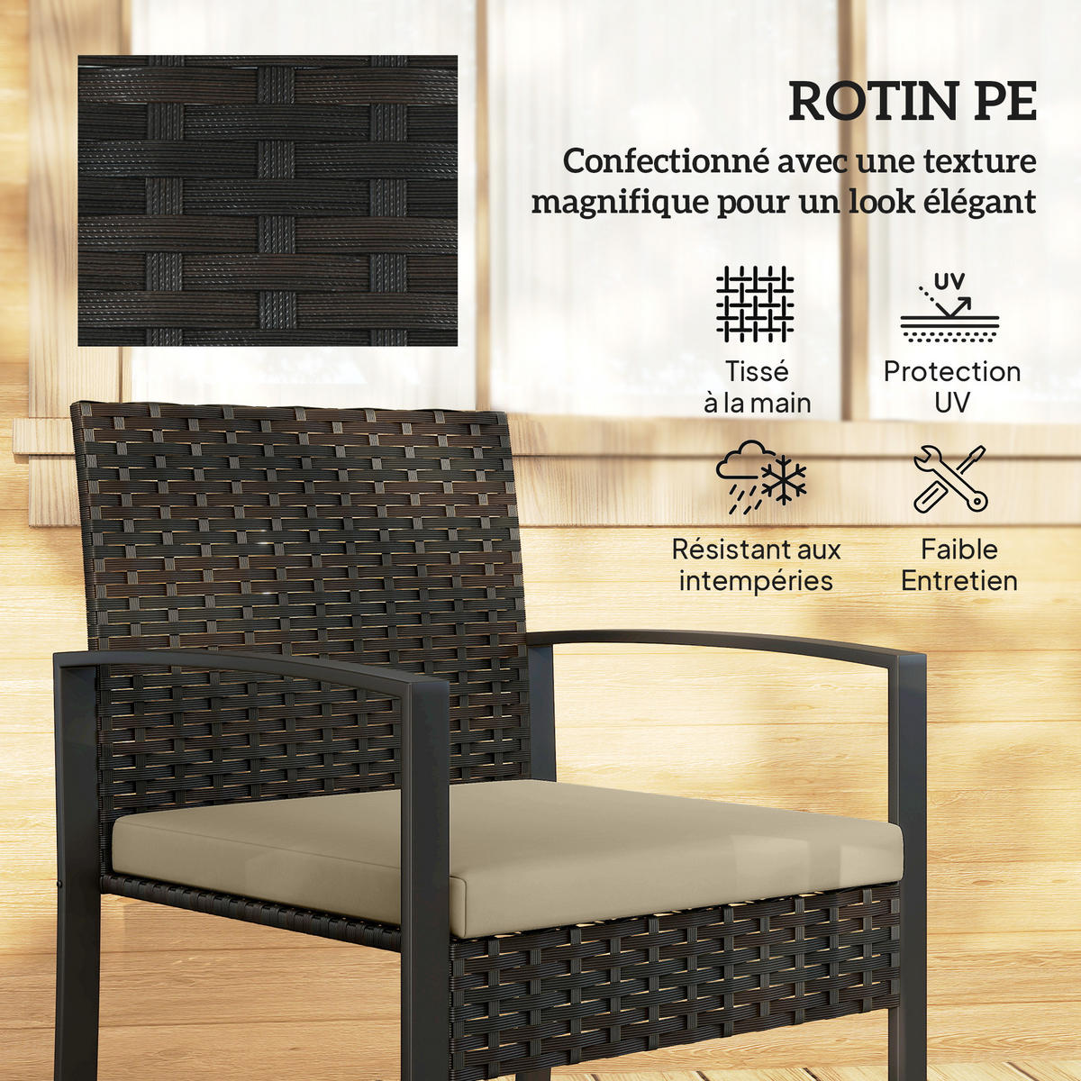 GARTENSITZGRUPPE 2er-Set DE-13702 mit Glastisch Braun - Braun, Metall - ComfortXL