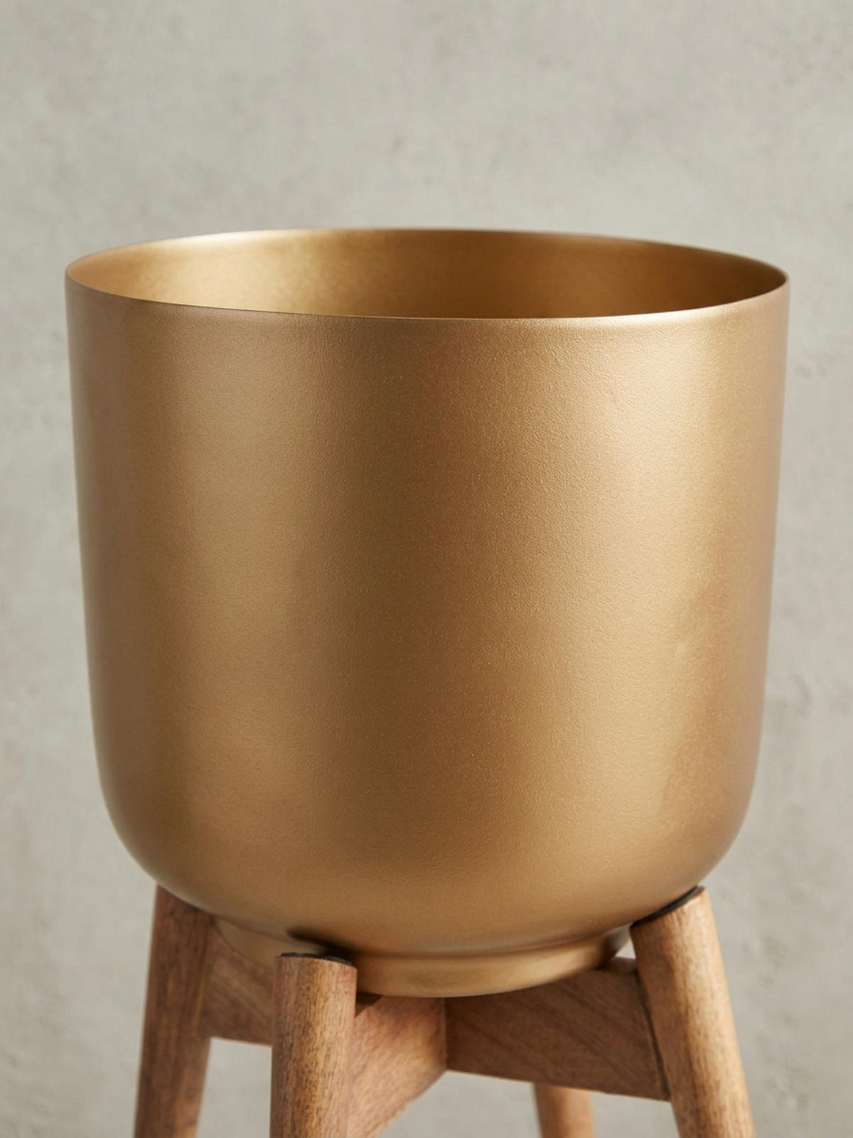 PFLANZKÜBEL Set Alu und Holz Gold/Braun modern 2-teilig - Goldfarben, Metall (51cm) - KADIMA DESIGN