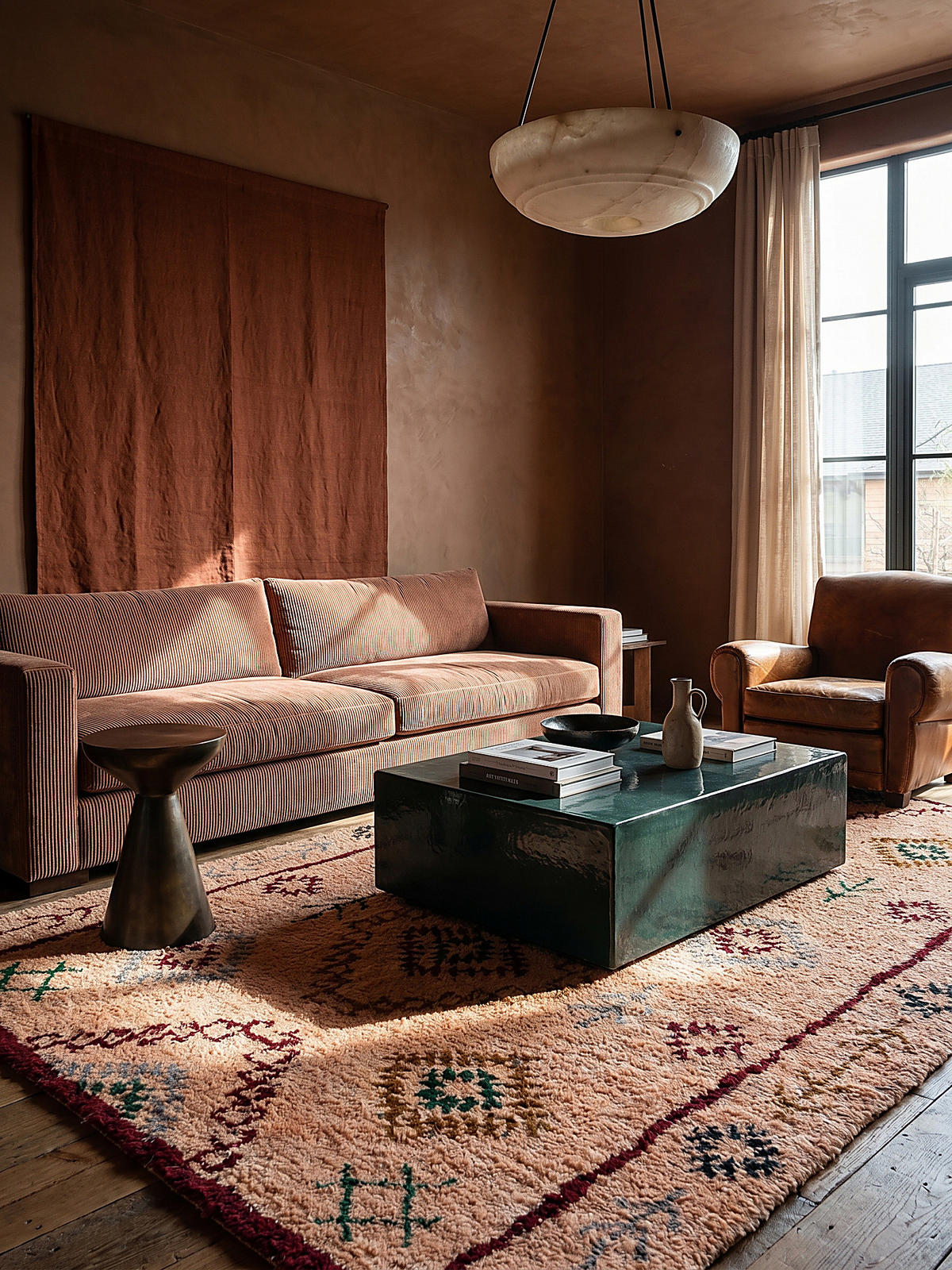 WOLLTEPPICH Hochflor Rauten, Ethno (Berber), Schlafzimmer Pfirsich Rechteckig 160x230 - Orange, Textil (160/230cm) - KADIMA DESIGN