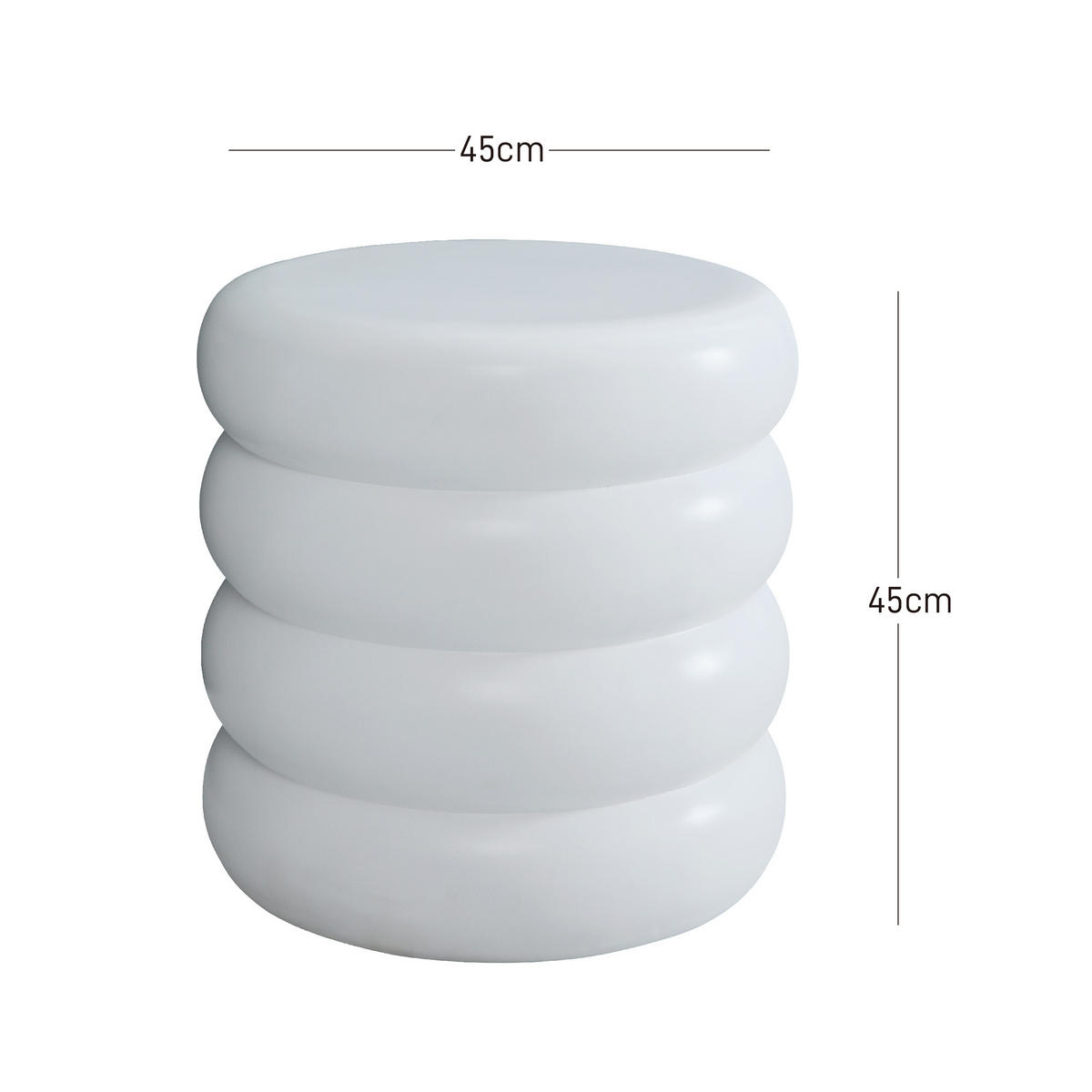 BEISTELLTISCH Rund Weiß 45 x 45 x 52 cm - Weiß, Metall (45/45/45cm) - Nordlys