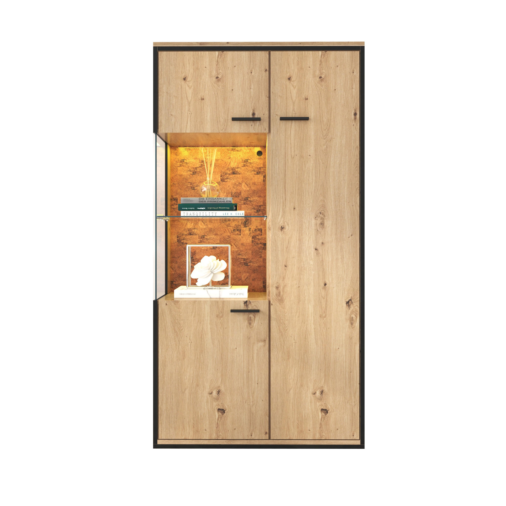 VITRINE-BUFFET Holzeffekt 78/40/150 cm - Braun, Glas/Holzwerkstoff (40/150/78cm) - Urban Meuble
