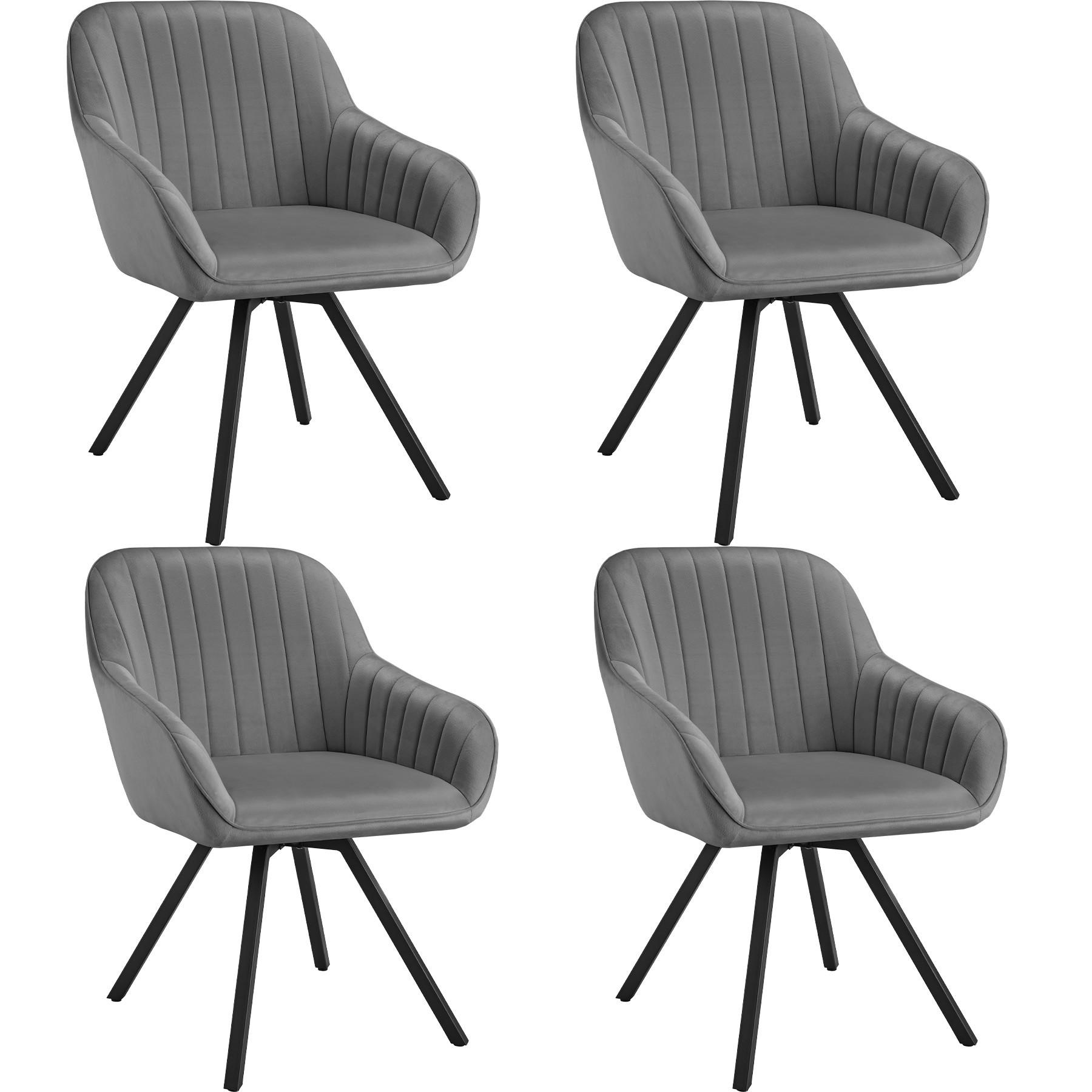 ARMLEHNSTUHL drehbarer 4er Set Snug 58 x 58 x 82 cm grau - Grau, Textil (58/82/58cm) - tectake