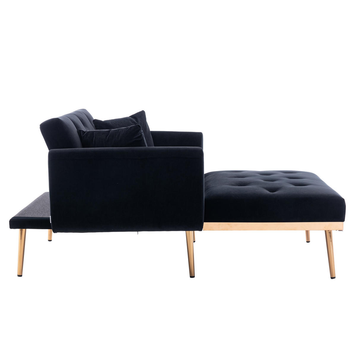 SCHLAFSOFA Zweisitzer,Relaxsessel mit Schlaffunktion,ausziehbar,Samt,Schwarz - Schwarz, Textil (90/77/165cm) - LVHOM