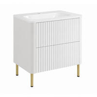 BADEZIMMERSCHRANK: Weiß, mit Waschbecken, Beine Gold, 60,7 x 44,4 x 64,9 cm - Goldfarben/Weiß, Holzwerkstoff (60.3/63.4/43.7cm) - 3XE LIVING