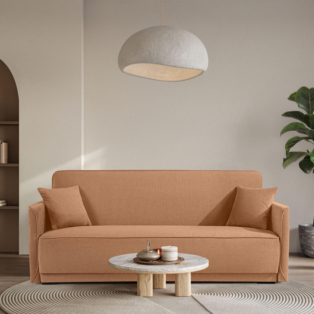 EINZELSOFA LIRIS, 3 Personen, Koralle - Koralle, Holz/Holzwerkstoff (208/91/98cm) - KONSIMO®