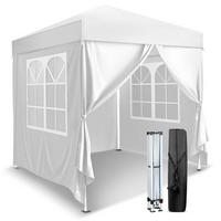 FALTPAVILLON 2 x 2 m Grau mit 4 Seitenteilen - Weiß, Metall (200/245/200cm)