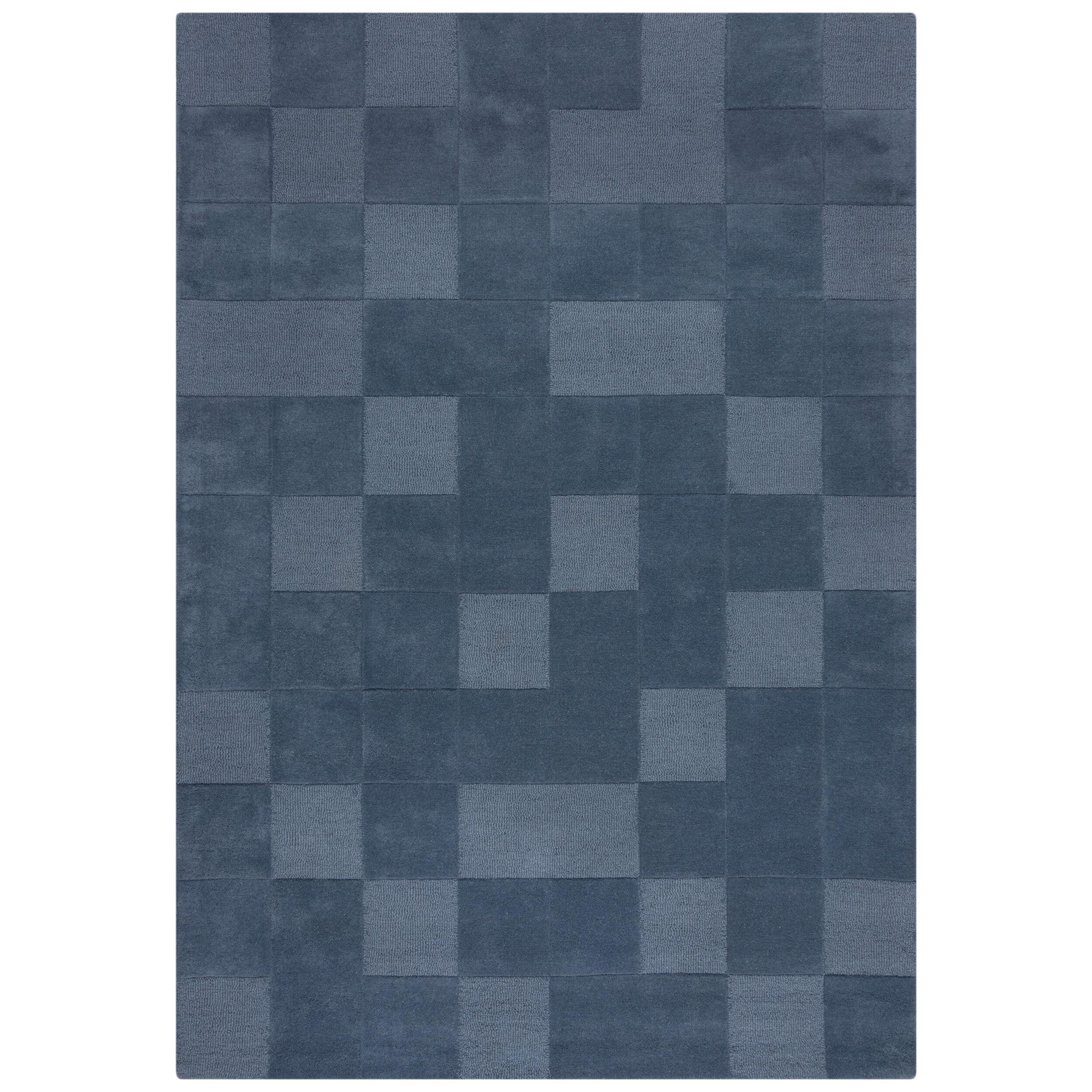 WOLLTEPPICH Schachbrett Muster, Karos, Wohnzimmer schmutzabweisend Blau Rechteckig 160x230 - Blau, Textil (160/230cm) - KADIMA DESIGN