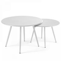 GARTEN-LOUNGETISCH 2-tlg., Weiß - Weiß, Metall (90/50/34cm) - Oviala