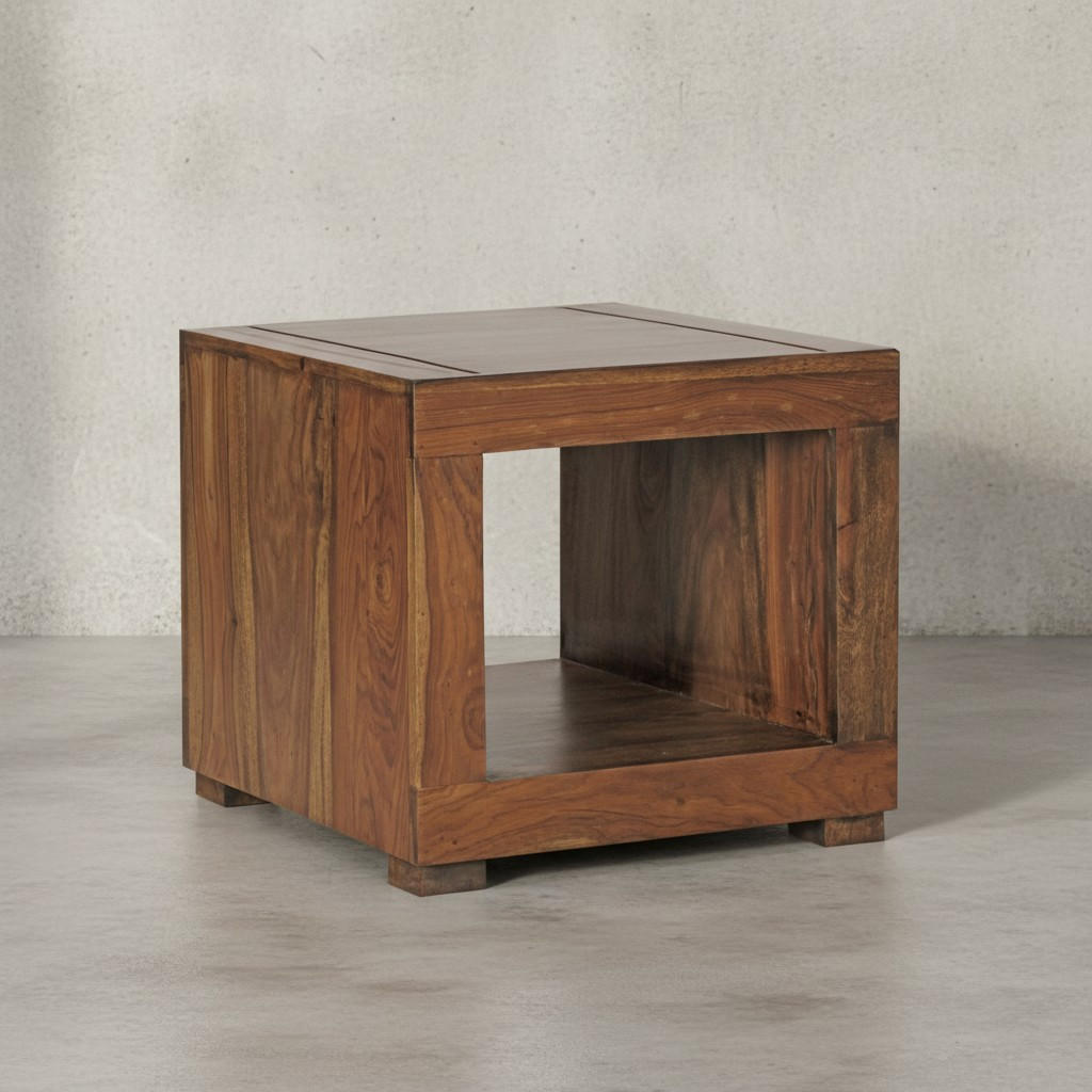 COUCHTISCH Massivholz Sheesham 50cm breit Dunkelbraun Landhaus-Design - Braun, Holz (50/50/45cm) - KADIMA DESIGN