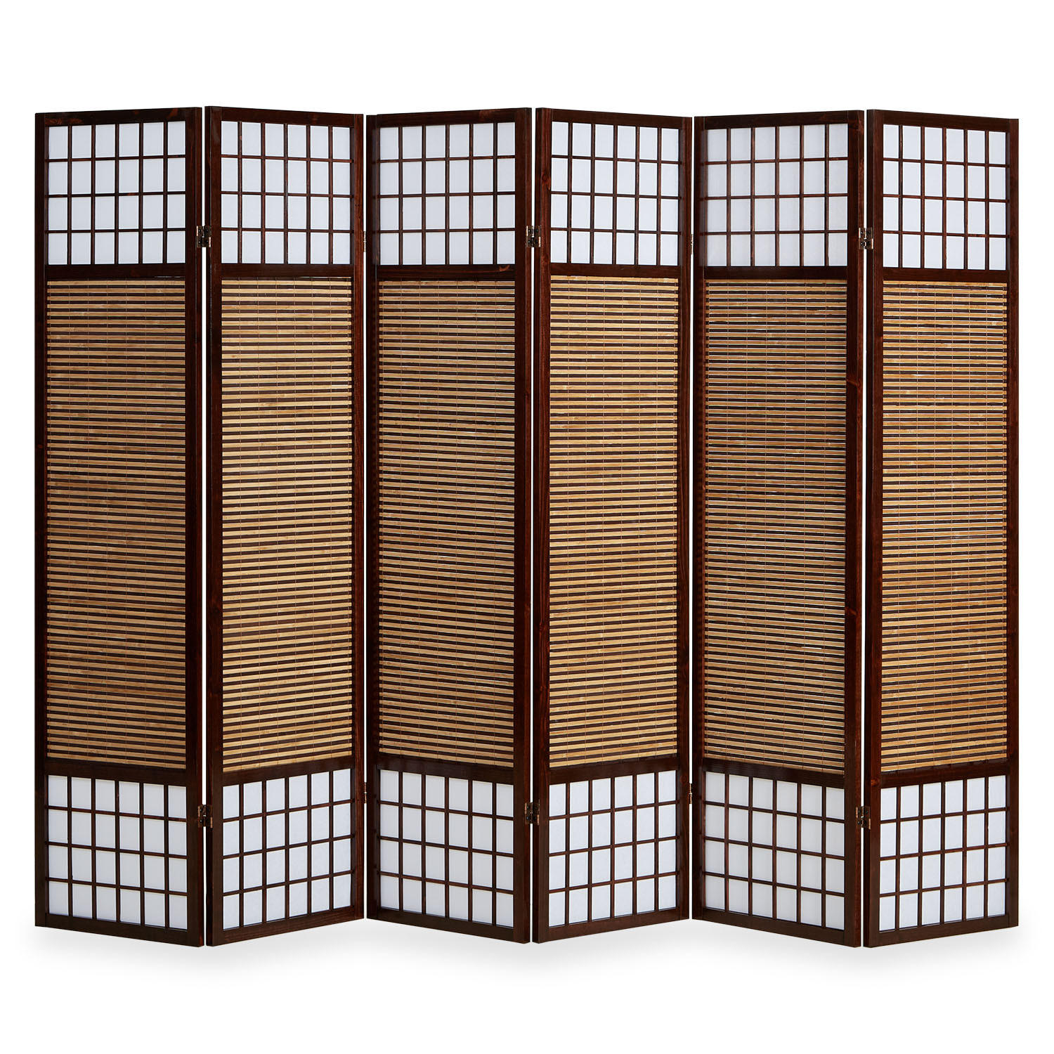 PARAVENT 6-tlg. 264/175 cm Braun Bambusstreben - Braun, Holz (264/175/2cm) - Homestyle4u