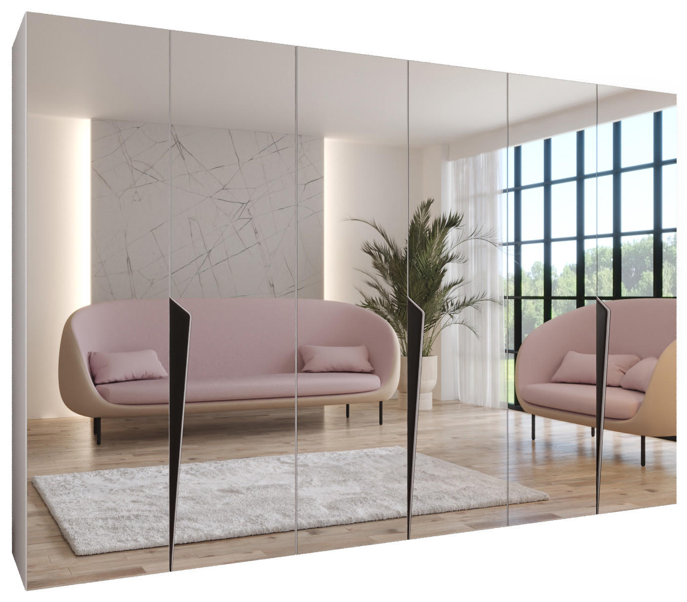 DREHTÜRENSCHRANK 202/300/52 6-türig - Schwarz/Weiß, Holz/Metall (300/202/52cm) - Abiks Möbel