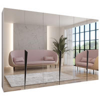 DREHTÜRENSCHRANK 202/300/52 6-türig - Schwarz/Weiß, Holz/Metall (300/202/52cm) - Abiks Möbel