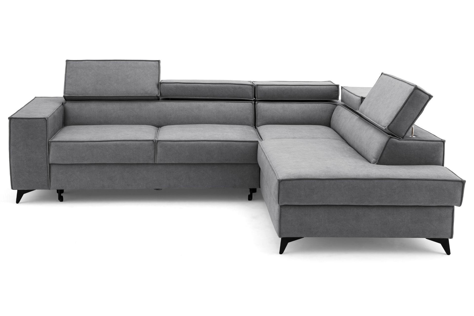 ECKSOFA PURE L Rechts mit Schlaffunktion 127x199 Velours Grau - Schwarz/Grau, Holz/Textil (204/281cm) - Muffo