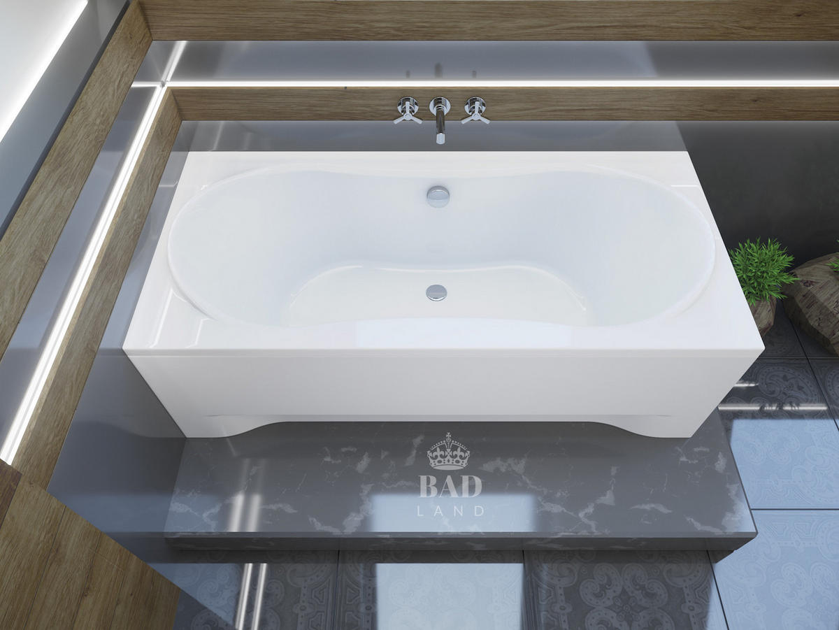 BADEWANNE Rechteck LONG 180/80 Ablauf & Füße - Weiß, Kunststoff (80/62/180cm) - bad land