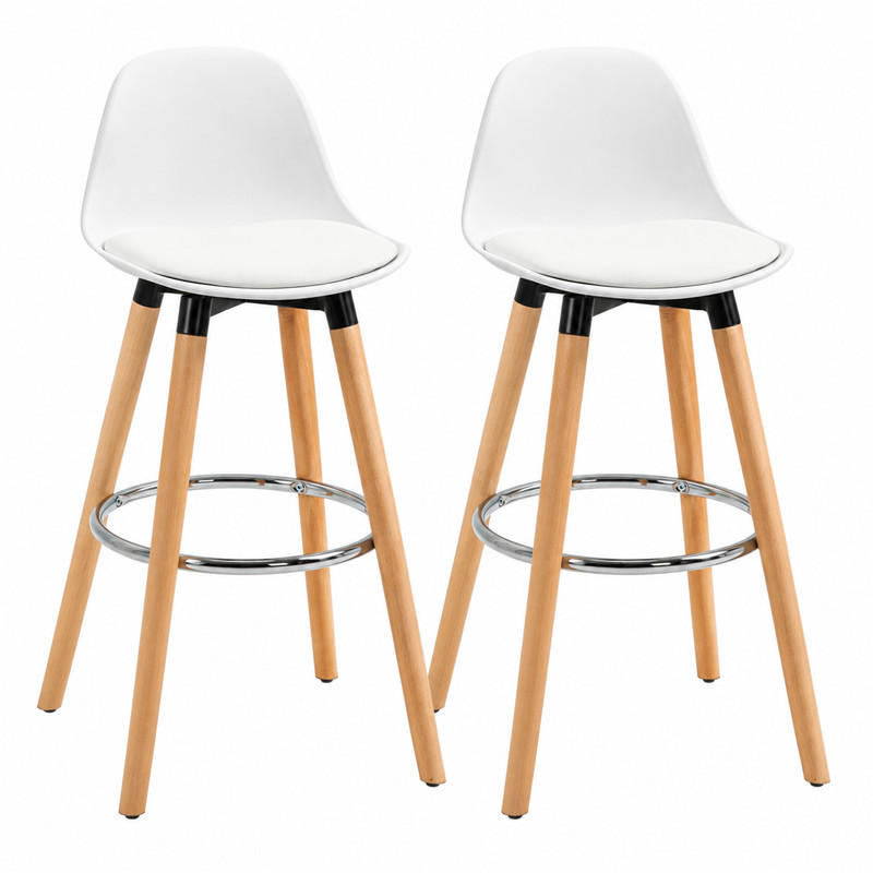 BARHOCKER 2er-Set mit Rückenlehne 38,5 x 42,5 x 91 cm White - Weiß, Metall (42.5/91/38.5cm) - Meubliv