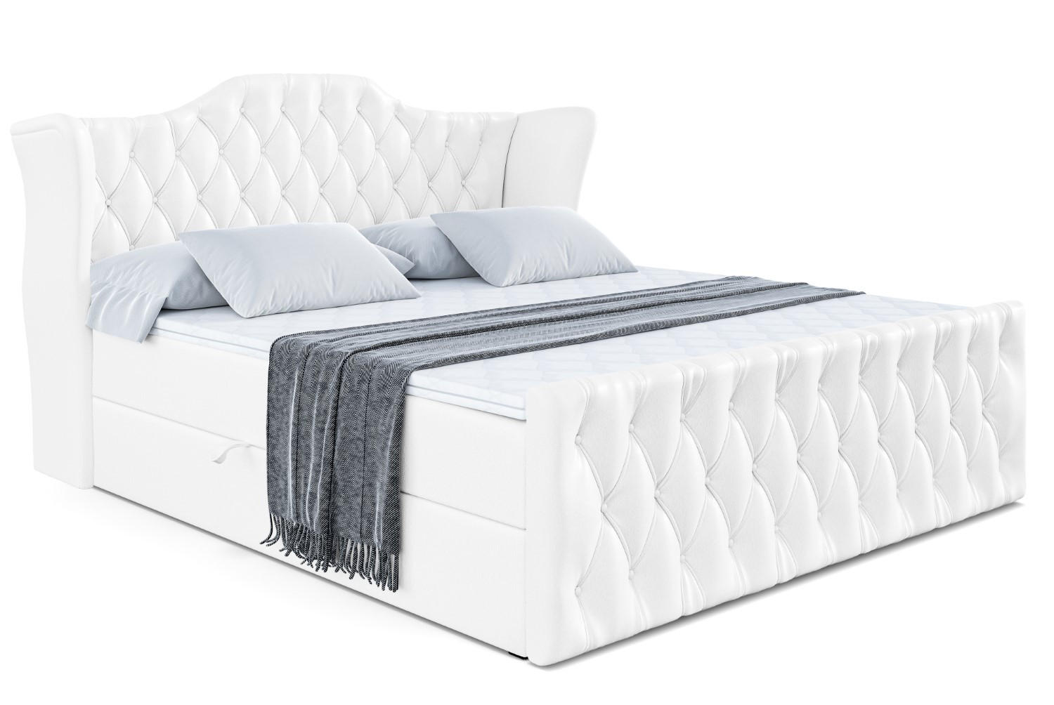 BOXBETT VILA-Z - 120x200 cm - H3 - Weiß Hochglanz - Weiß Hochglanz, Holzwerkstoff (120/200cm) - ALTDECOR