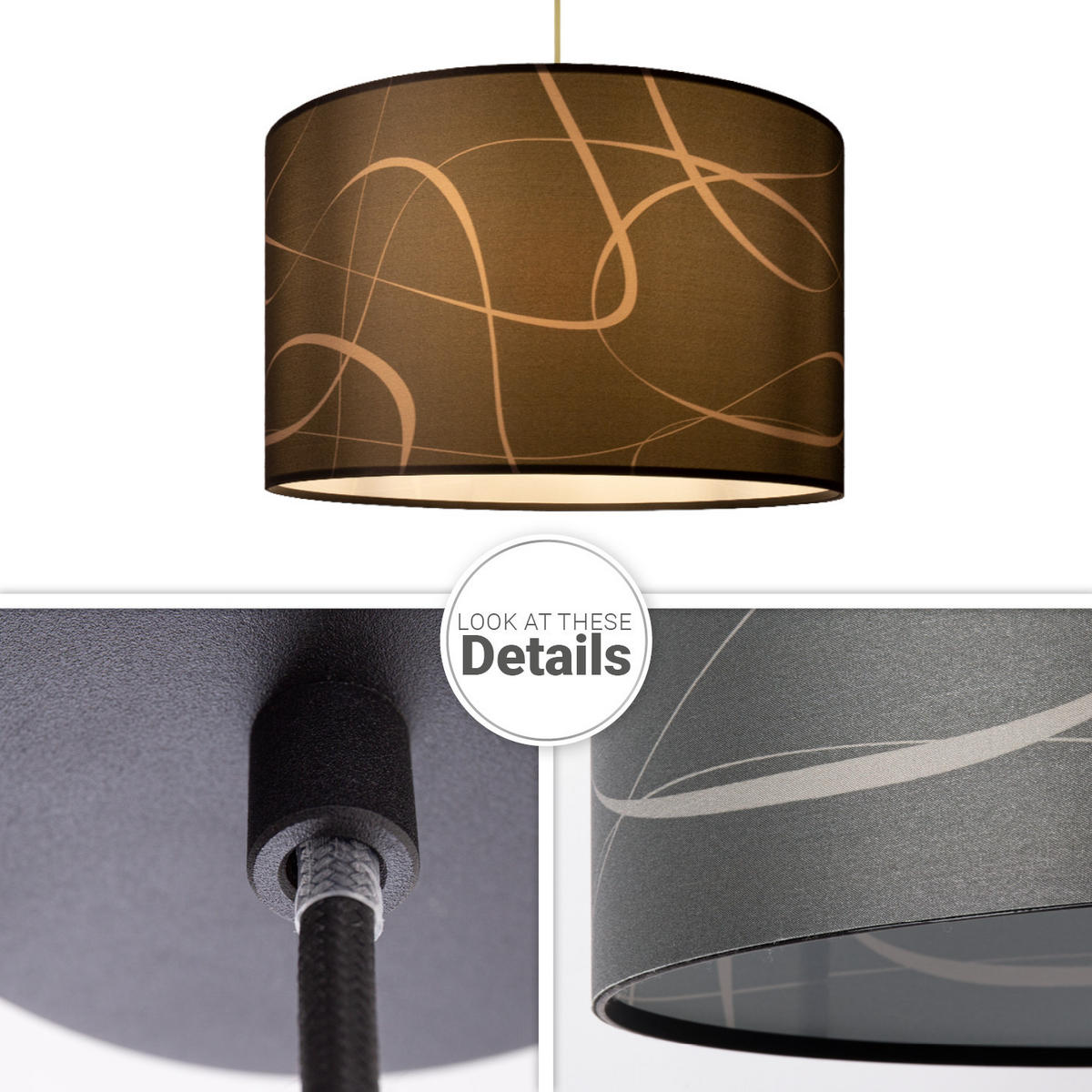 PENDELLEUCHTE Hugo Pd1 Tri 003 - Schwarz, Metall (45.5/45.5/27cm) - Paco Home