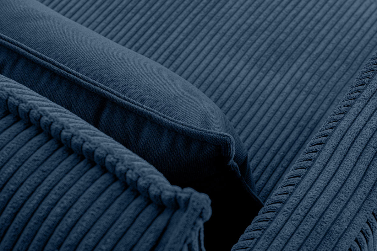 3-SITZER-SOFA GANZO 2 Kissen inklusive, Cord-Stoff, marineblau - Blau/Schwarz, Textil/Metall (193/84/92cm) - KONSIMO®