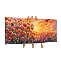 GEMÄLDE Sonnige Mohnblumen auf Keilrahmen 115x50 cm - Rot, Holz (115/50cm) - YS-art gallery
