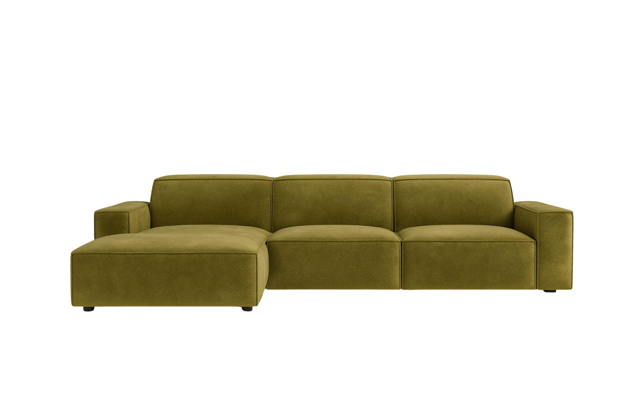 ECKSOFA Cursal L-Form, Stoff Salvador, Olive, Links - Olivgrün, Holz (284/166cm) - Kaiser Möbel