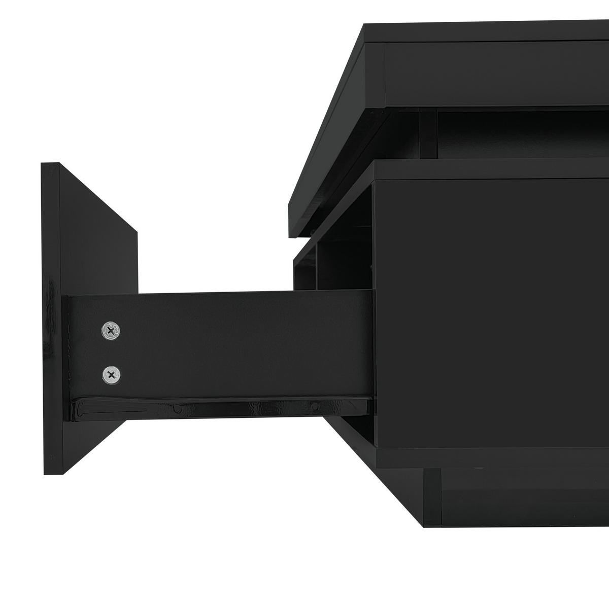 COUCHTISCH 100/50/40,3 cm in Schwarz mit LED-Beleuchtung und Schublade - Schwarz, Holzwerkstoff (100/50/40cm) - Flora Grace