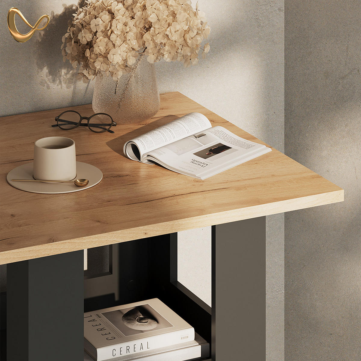 BARTISCH Regusa Goldkraft Eiche/Anthrazit 65 x 65 cm - Honigeiche/Anthrazit, Holzwerkstoff (65/65/106cm) - Livinity®
