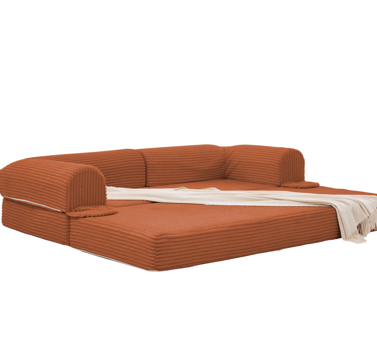 SCHLAFSOFA in Orange aus Cord mit bodennaher Konstruktion - Orange, Textil/Metall (190/45/78cm) - CHICFURN