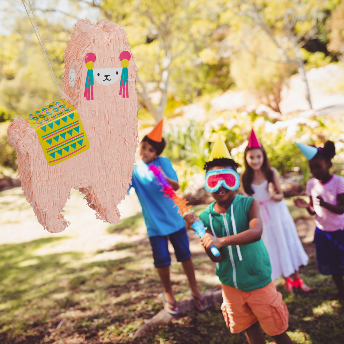 LAMA Pinata - Rosa, Papier/Wellpappe (30/50/12cm) - Relaxdays