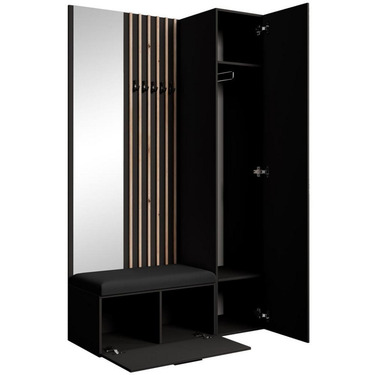 GARDEROBE Margaret II 121/203/43 mit Lamellen und Hochschrank - Schwarz/Eiche Artisan, Holzwerkstoff/Kunststoff (121/203/43cm) - Beautysofa