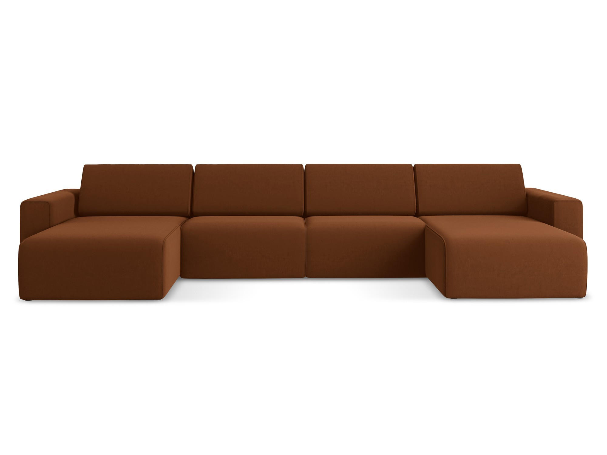 WOHNLANDSCHAFT Samt Stoff Orange - Rot/Terra cotta, Kunststoff/Textil (404/80/167cm) - Makamii
