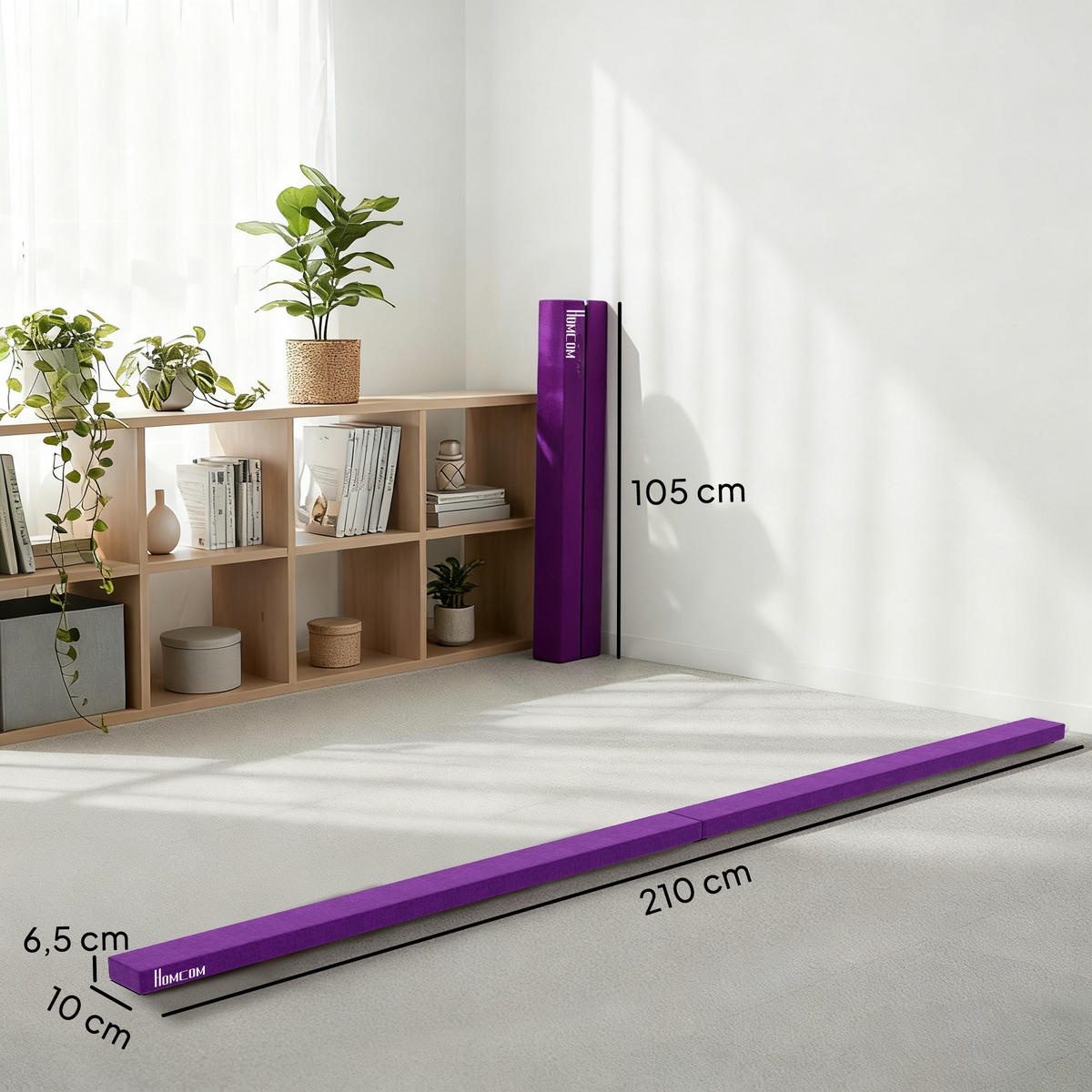 SCHWEBEBALKEN Jane faltbar 210/10/6.5 cm - Violett, Holz/Textil (210/10/6.5cm) - Jamb