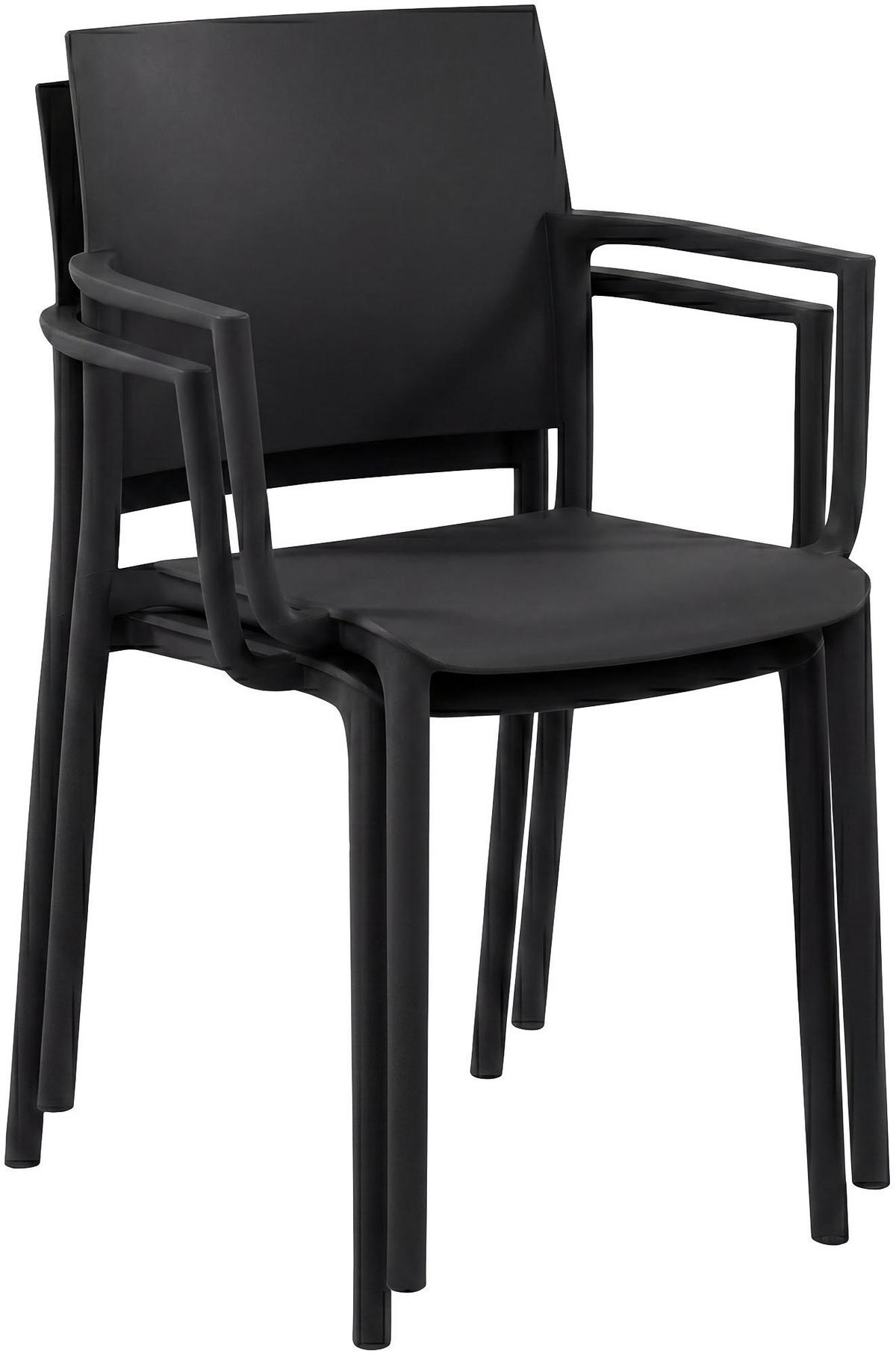GARTENMÖBEL-SET Frida 2 Stühle 186x72x81cm Kunststoff Schwarz Balkonset - Schwarz, Kunststoff - DELUKE